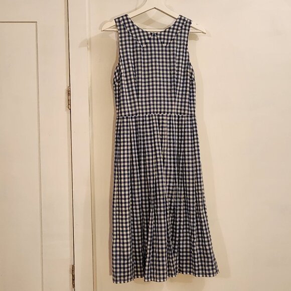 Kaya & Sloane Blue Gingham Dress (Vintage-inspired, Cotton-blend, Midi Length) - Picture 1 of 8